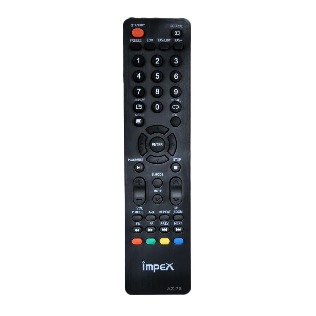 AZ-78 Impex TV Remote – Compatible with LED and LCD Impex TVs (Non-Voice) AZ-78 Impex TV Remote – Compatible with LED and LCD Impex TVs (Non-Voice)
